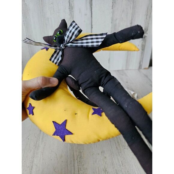 Overly raker Moon cat hanging vintage plush Halloween decor country folk - Picture 3 of 11